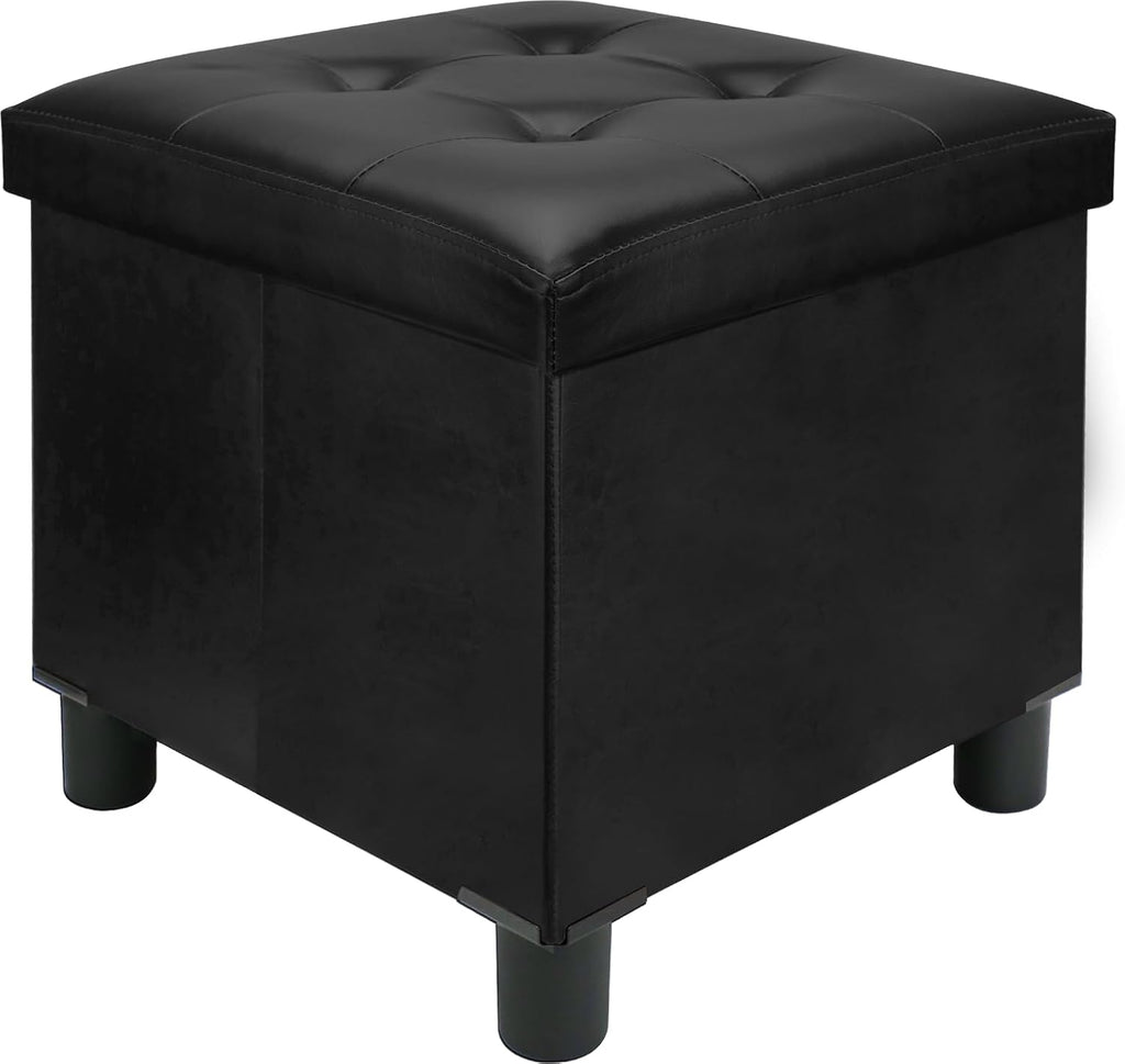 Faux Leather Cube Storage Ottoman