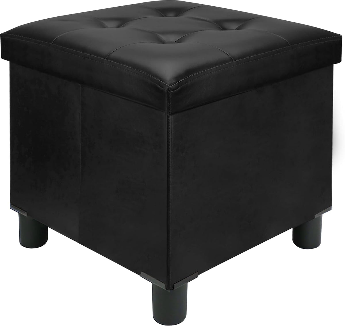 Faux Leather Cube Storage Ottoman