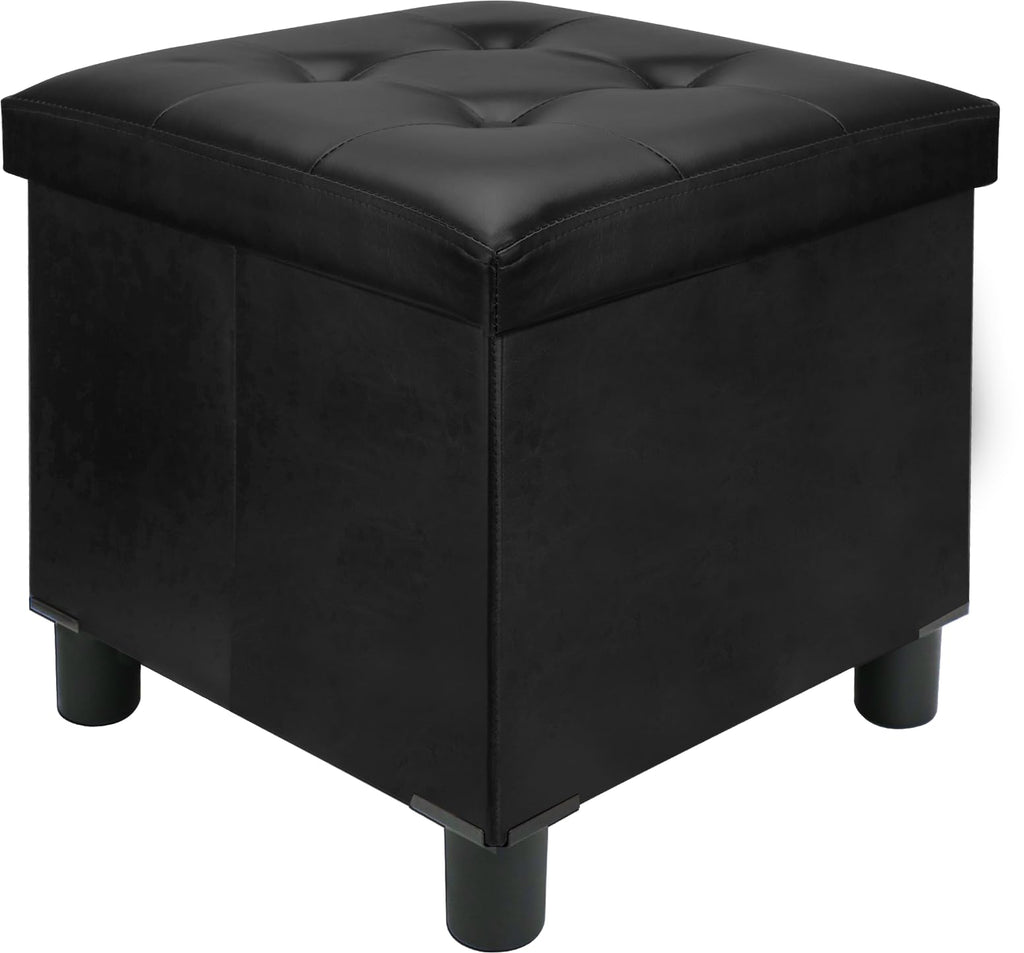 Faux Leather Cube Storage Ottoman