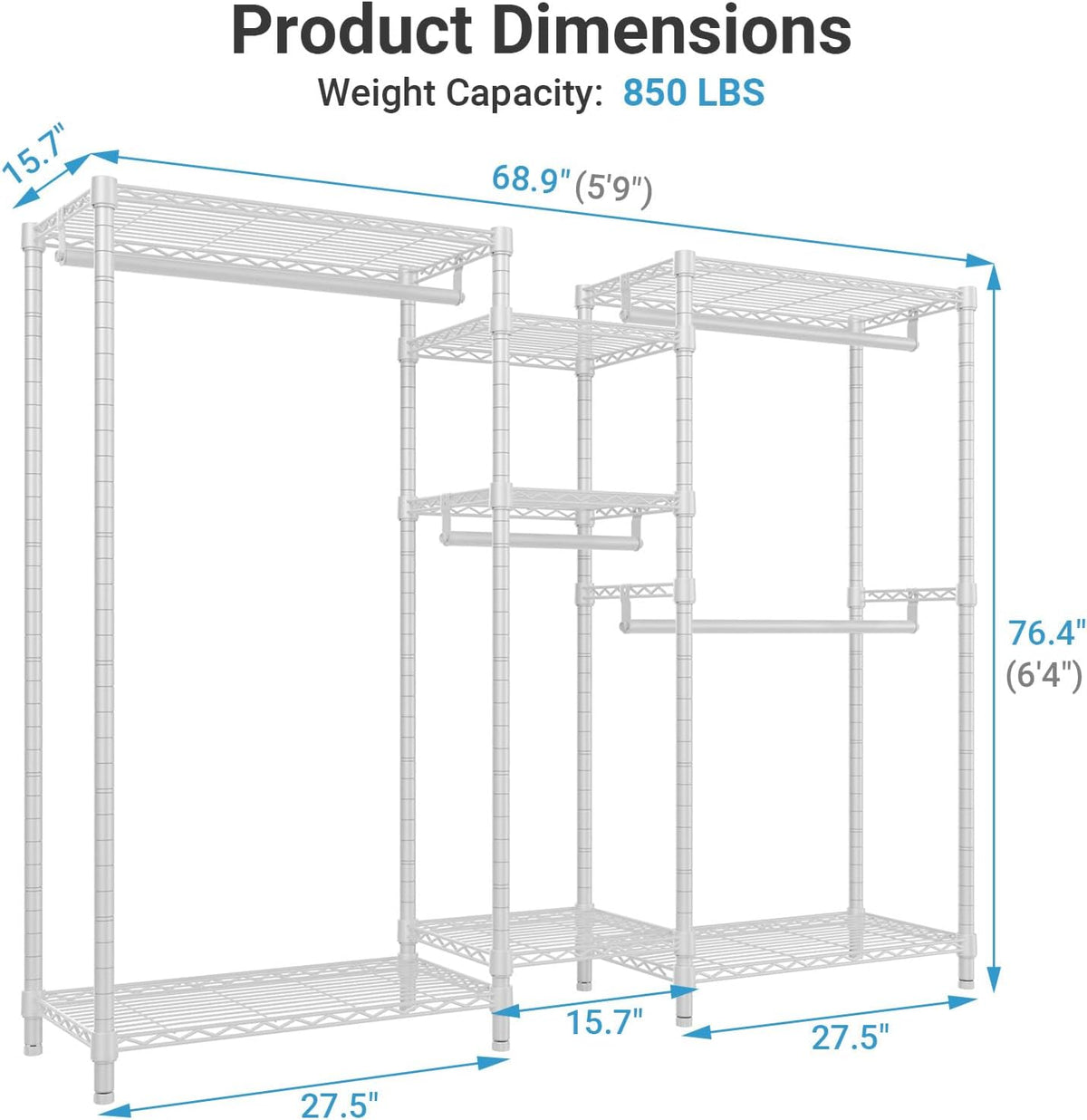 Adjustable Metal Wire Closet Rack