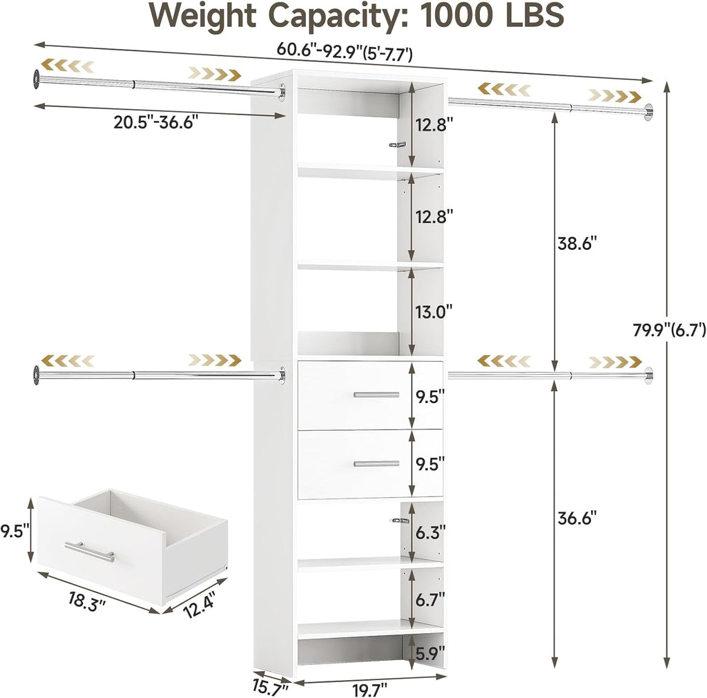 Modular Adjustable Wood Closet System