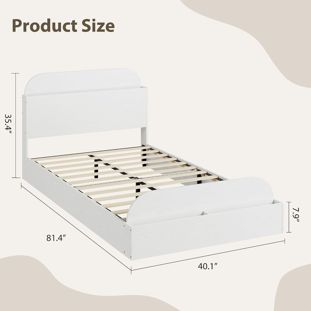 Storage Headboard Twin Low Platform Bed