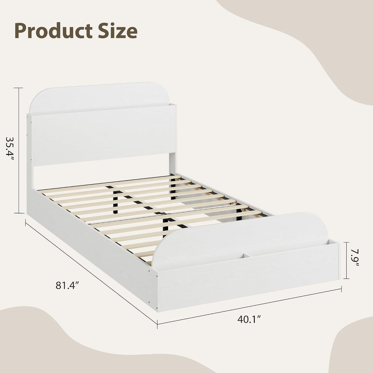 Storage Headboard Twin Low Platform Bed