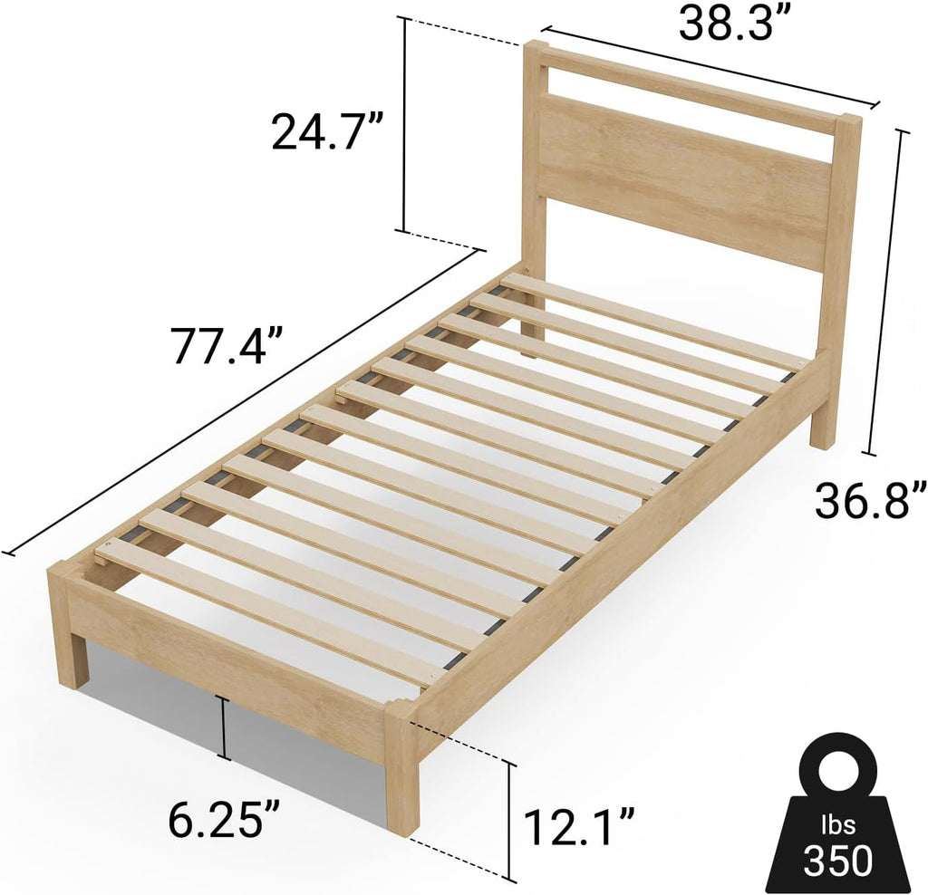Wood Twin Storage Platform Bed Frame
