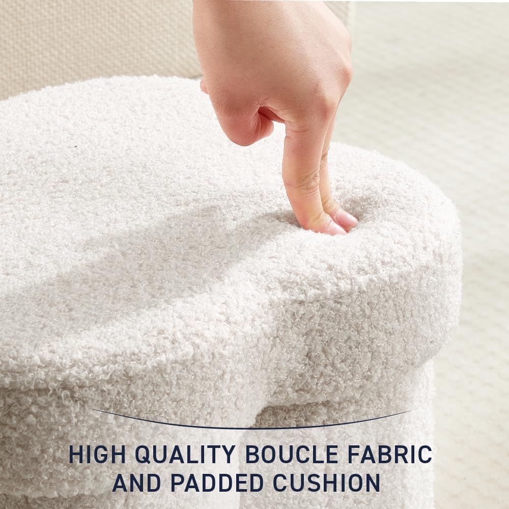 Boucle Flower Storage Ottoman Cube