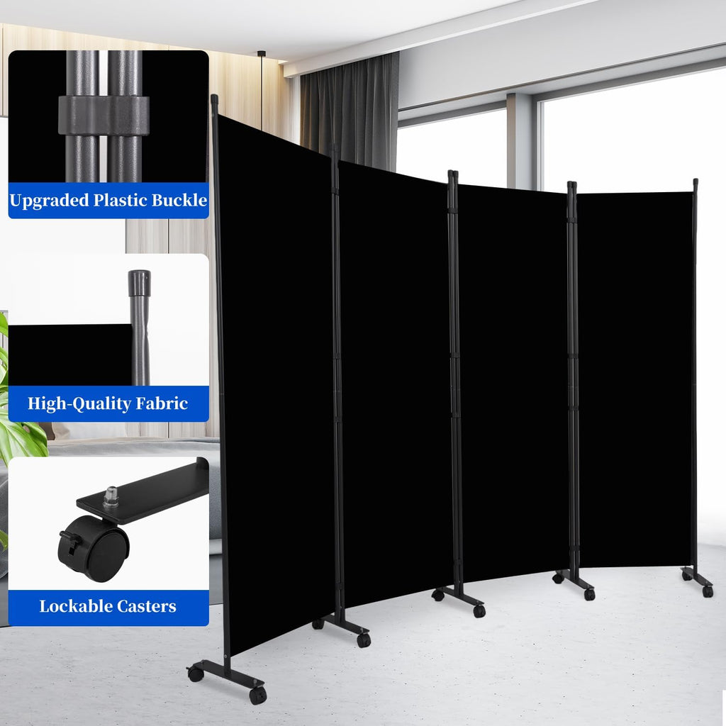 4-Panel Rolling Folding Room Divider
