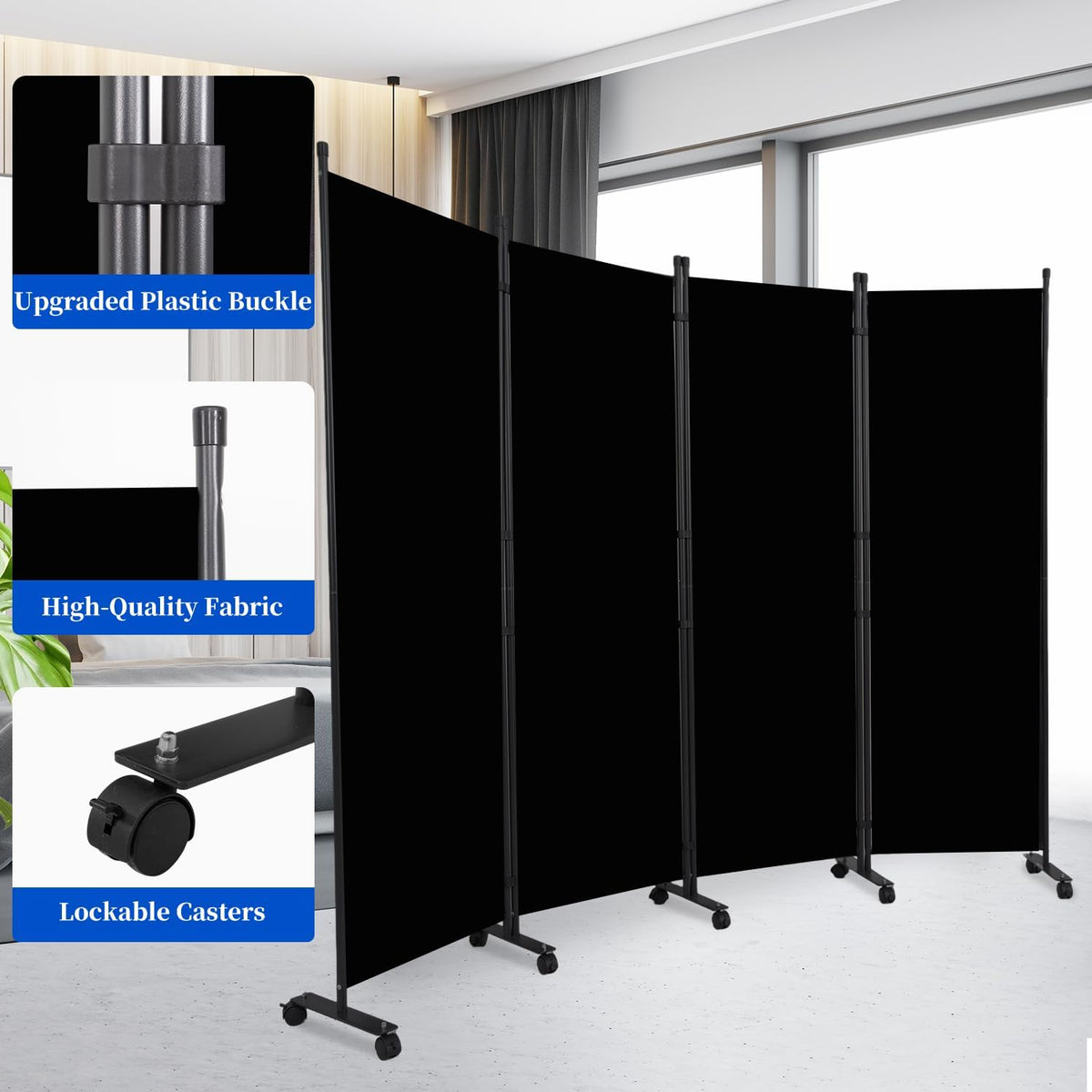 4-Panel Rolling Folding Room Divider
