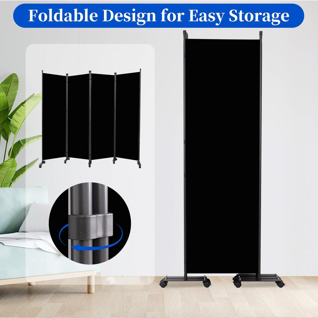 4-Panel Rolling Folding Room Divider