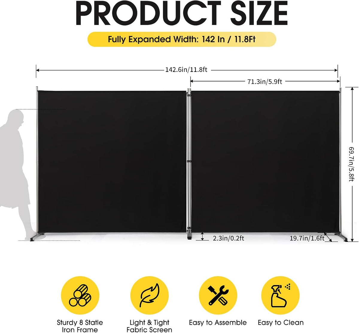 2-Panel Movable Folding Divider