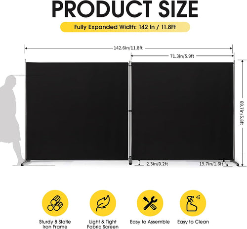 2-Panel Movable Folding Divider