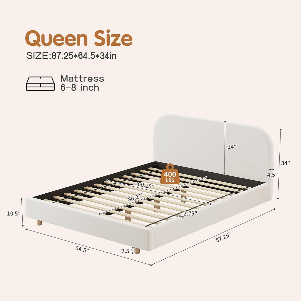 Velvet Queen Curved Platform Bed