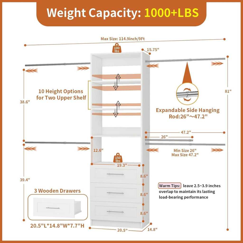 Adjustable Walk-In Closet Organizer System