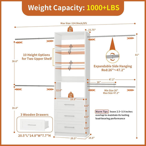 Adjustable Walk-In Closet Organizer System