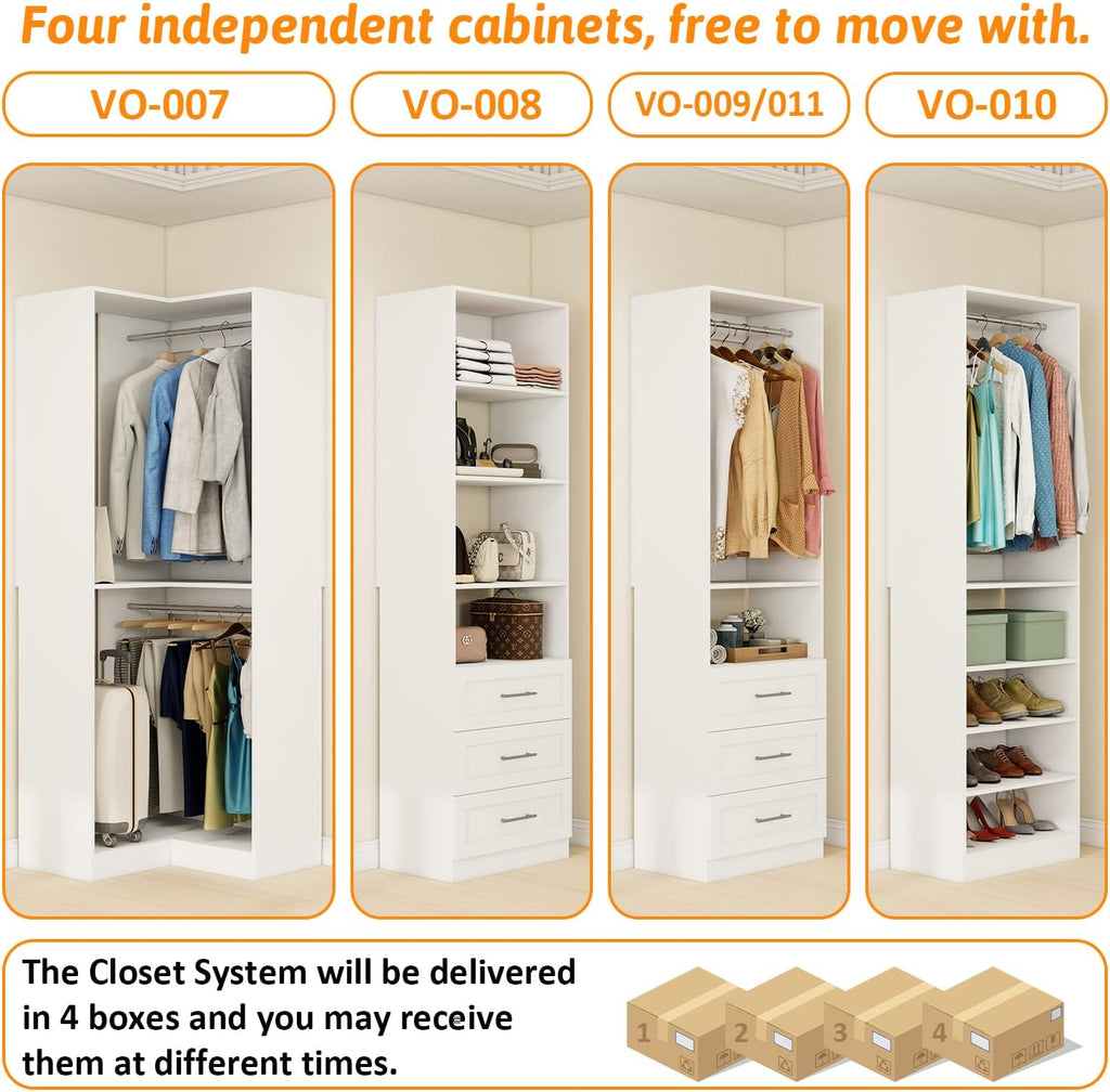 Corner Walk-In Wood Closet Organizer