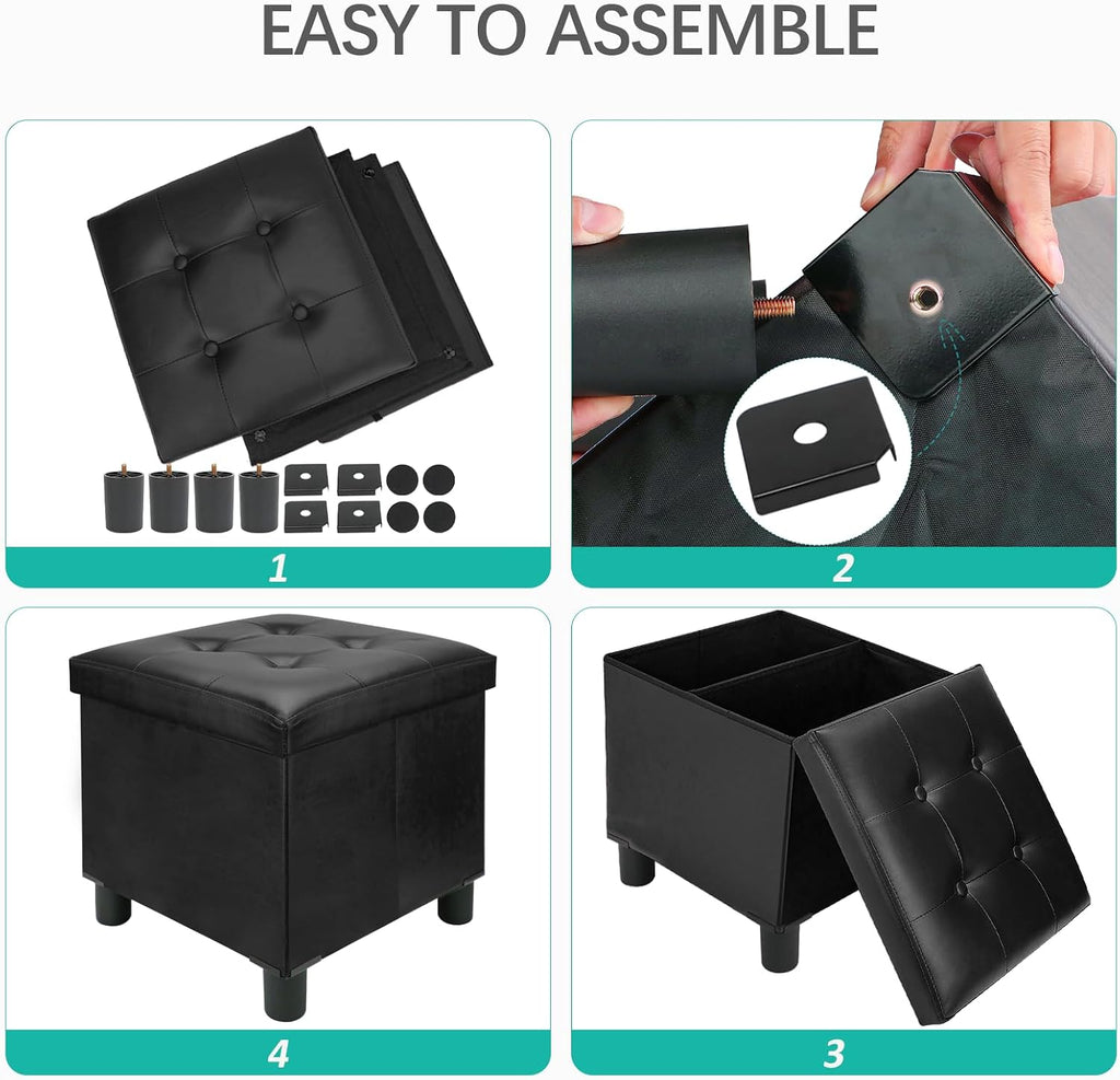 Faux Leather Cube Storage Ottoman