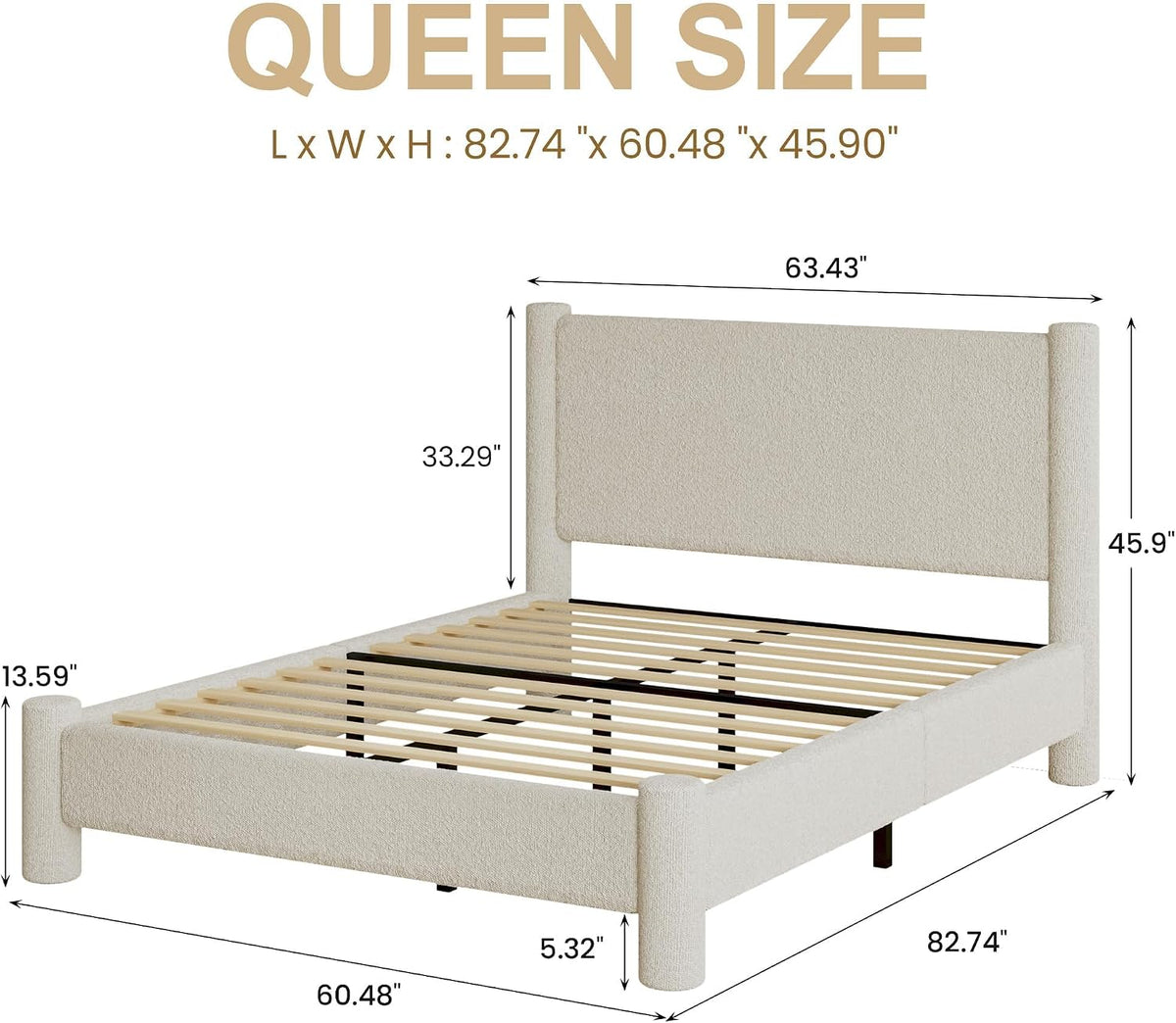 Boucle Queen Upholstered Platform Bed