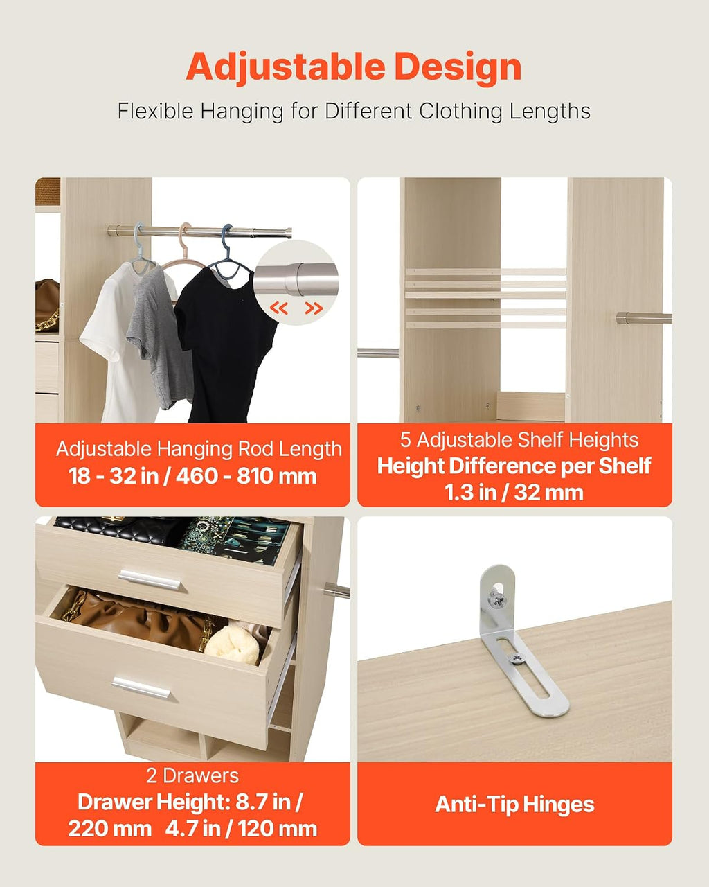 Adjustable Wood Walk-in Closet System