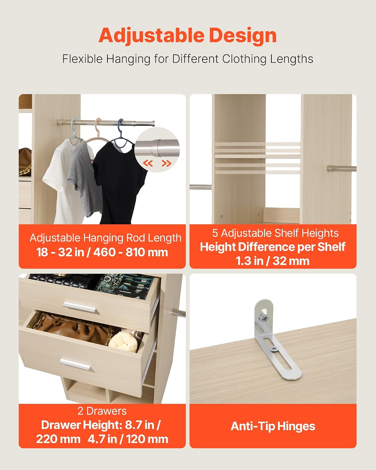 Adjustable Wood Walk-in Closet System