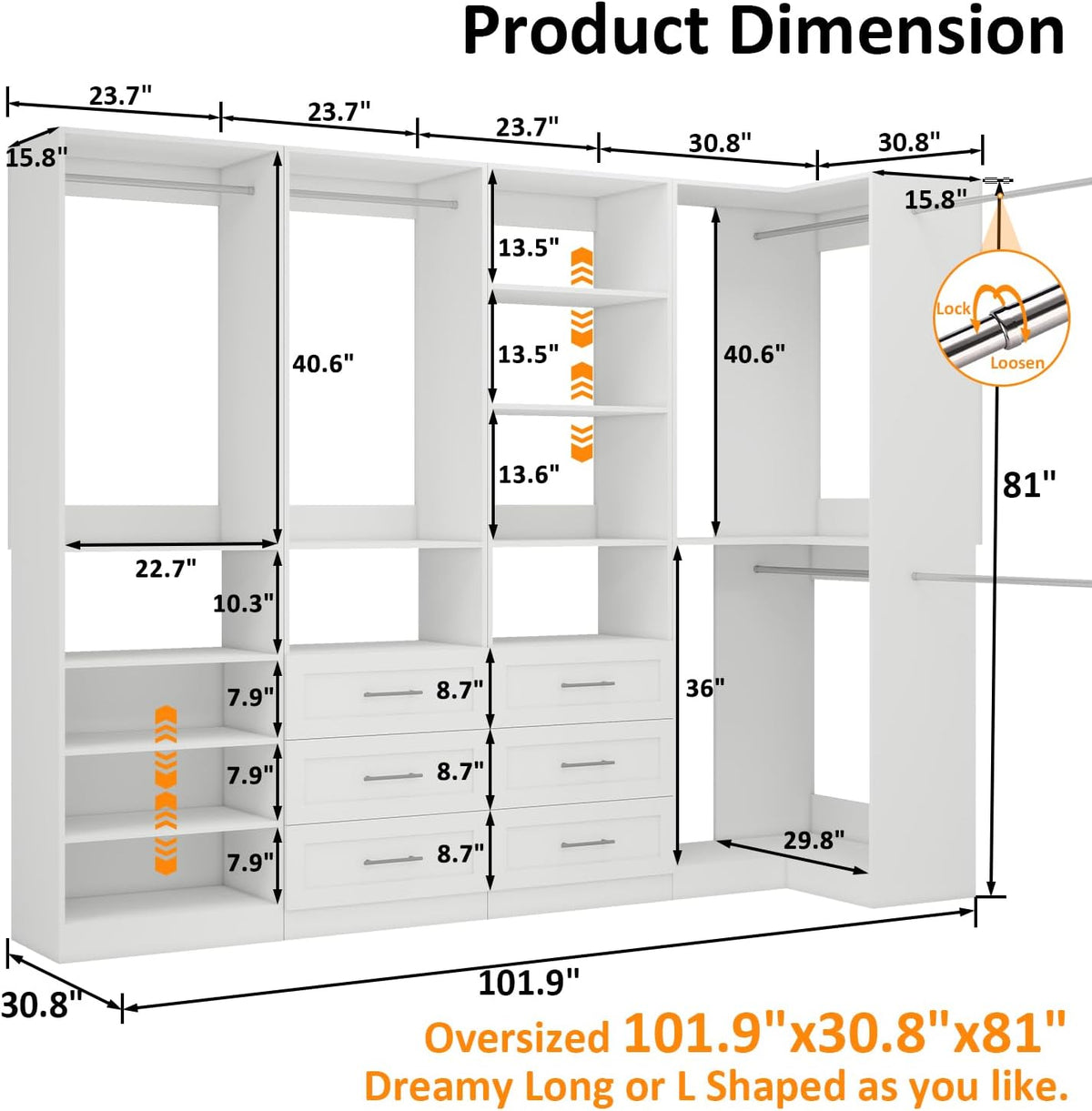 Corner Walk-In Wood Closet Organizer