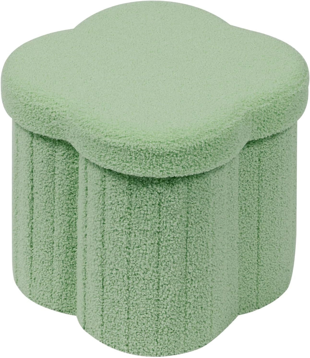 Teddy Fur Flower Storage Ottoman