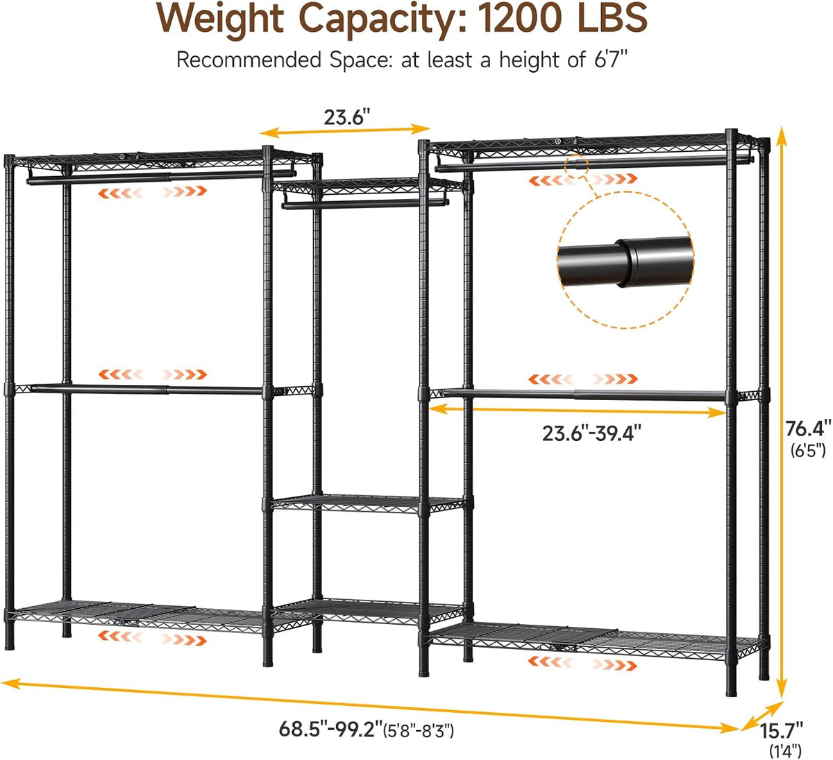 Expandable Heavy Metal Garment Rack