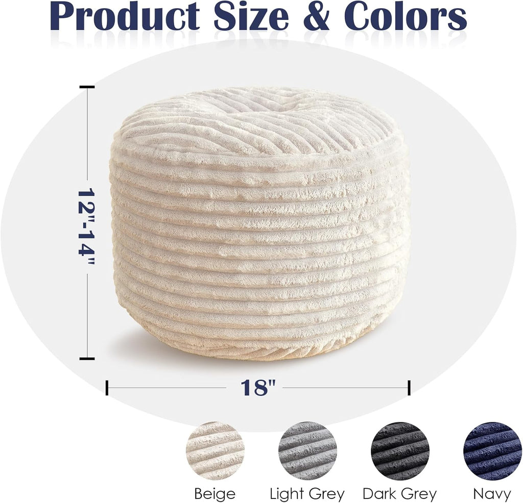 Corduroy Round Foam Storage Pouf