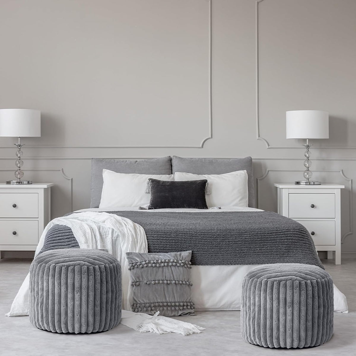 Faux Fur Empty Pouf Covers Set