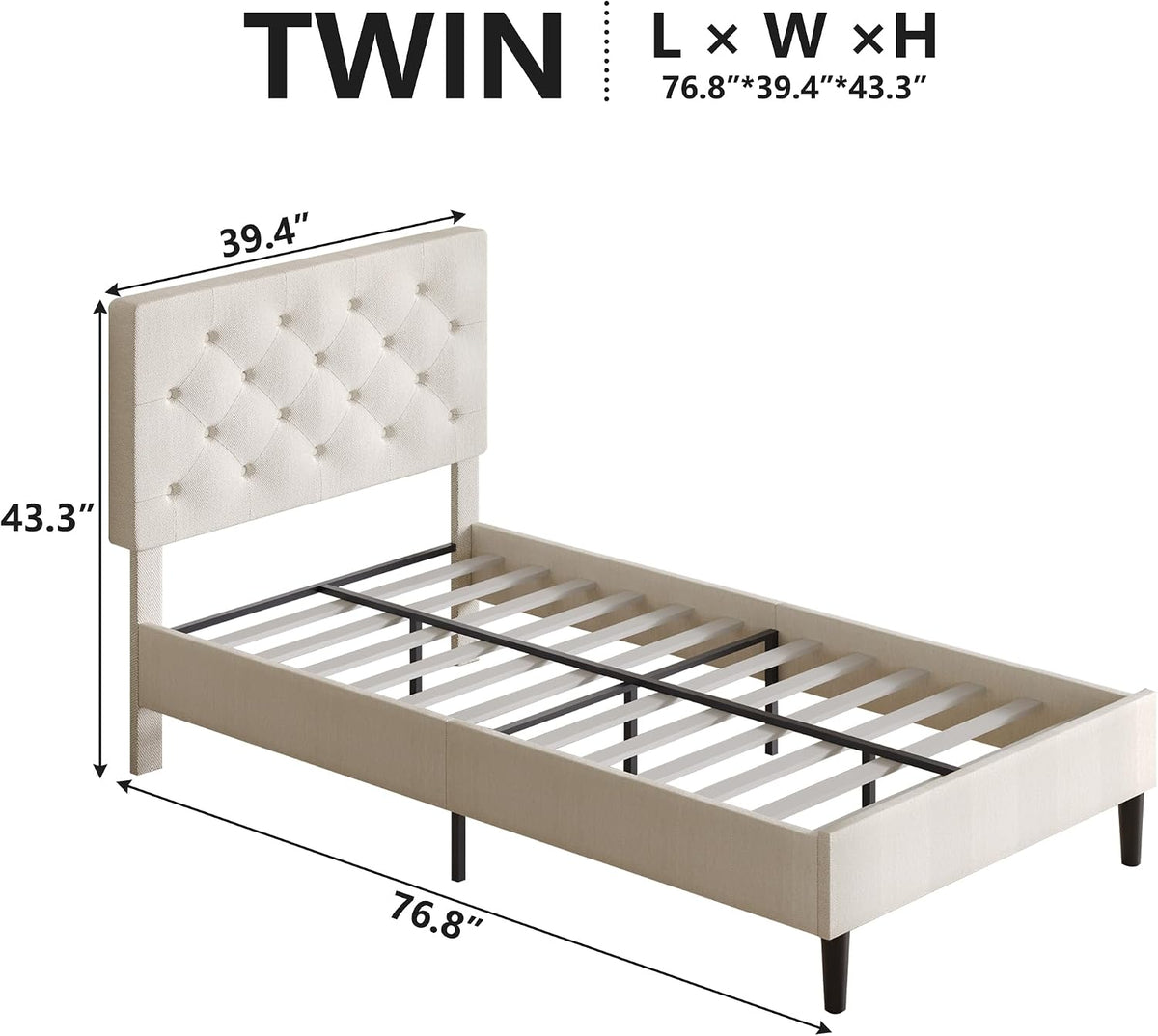 Tufted Twin Kids Platform Bed