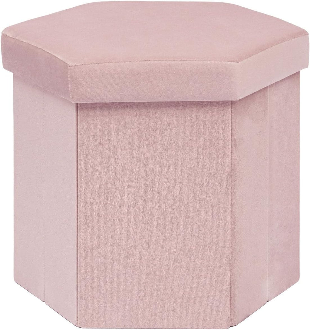 Velvet Hexagon Storage Ottoman