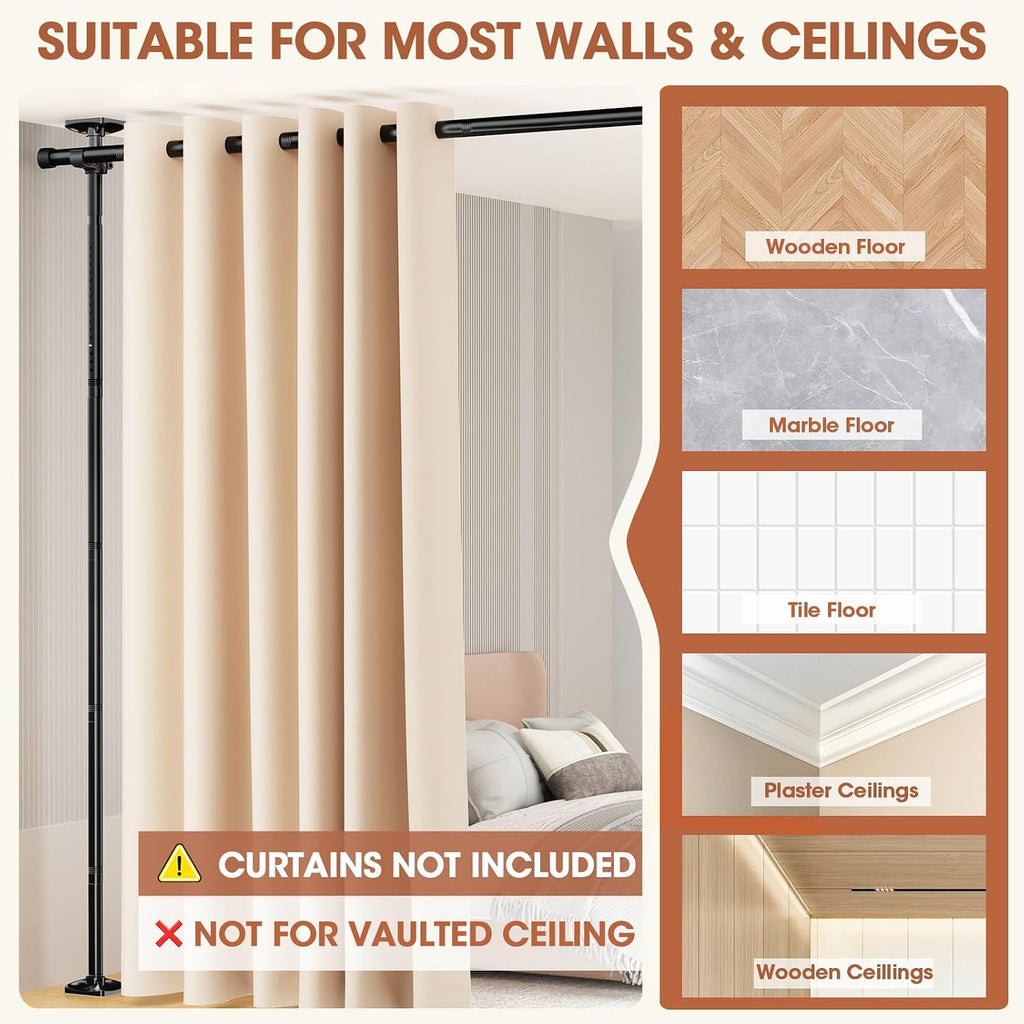 Tension Rod Freestanding Room Divider