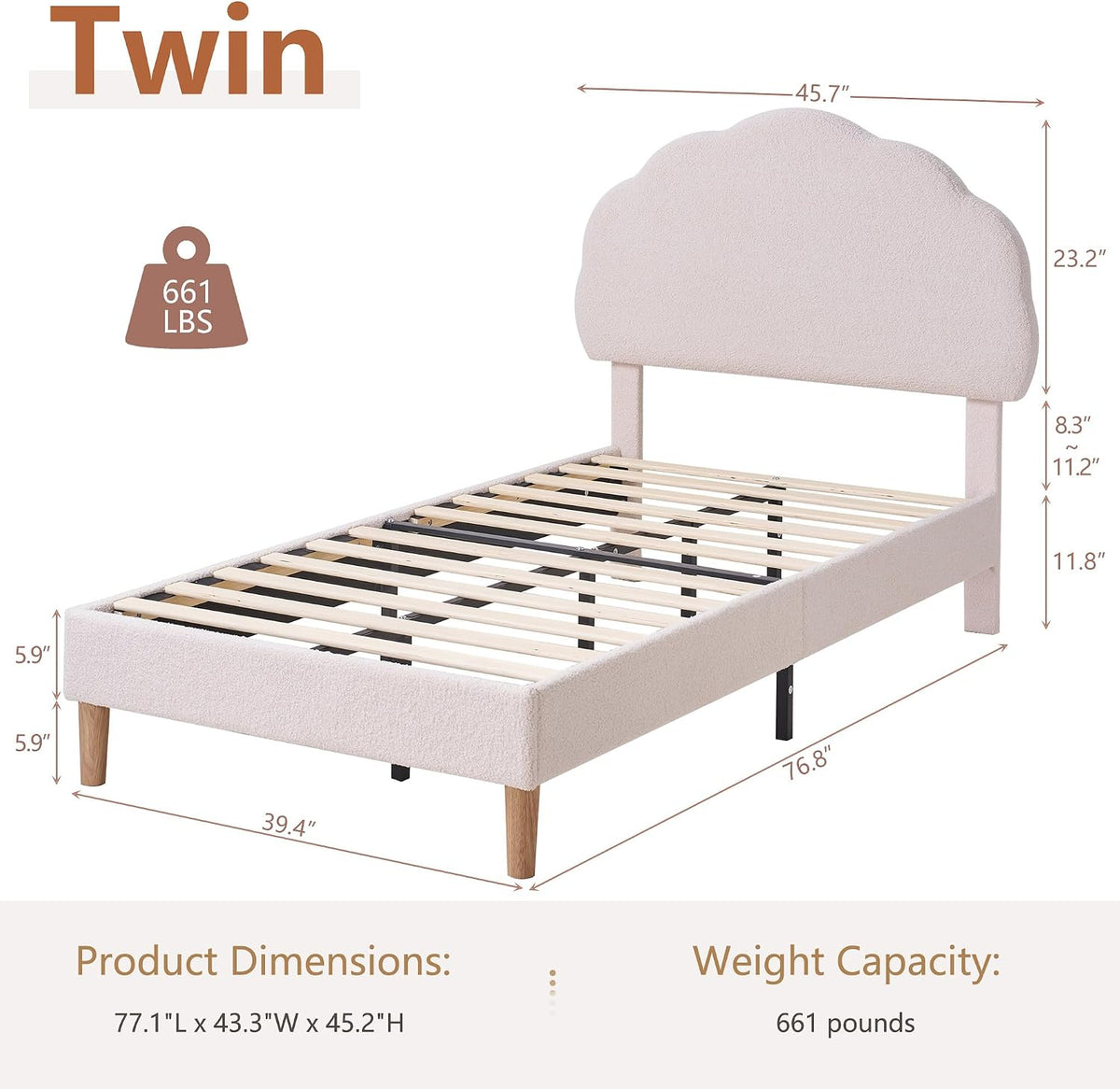 Adjustable Fabric Twin Platform Bed