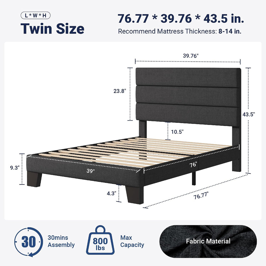 Fabric Twin Upholstered Bed Frame