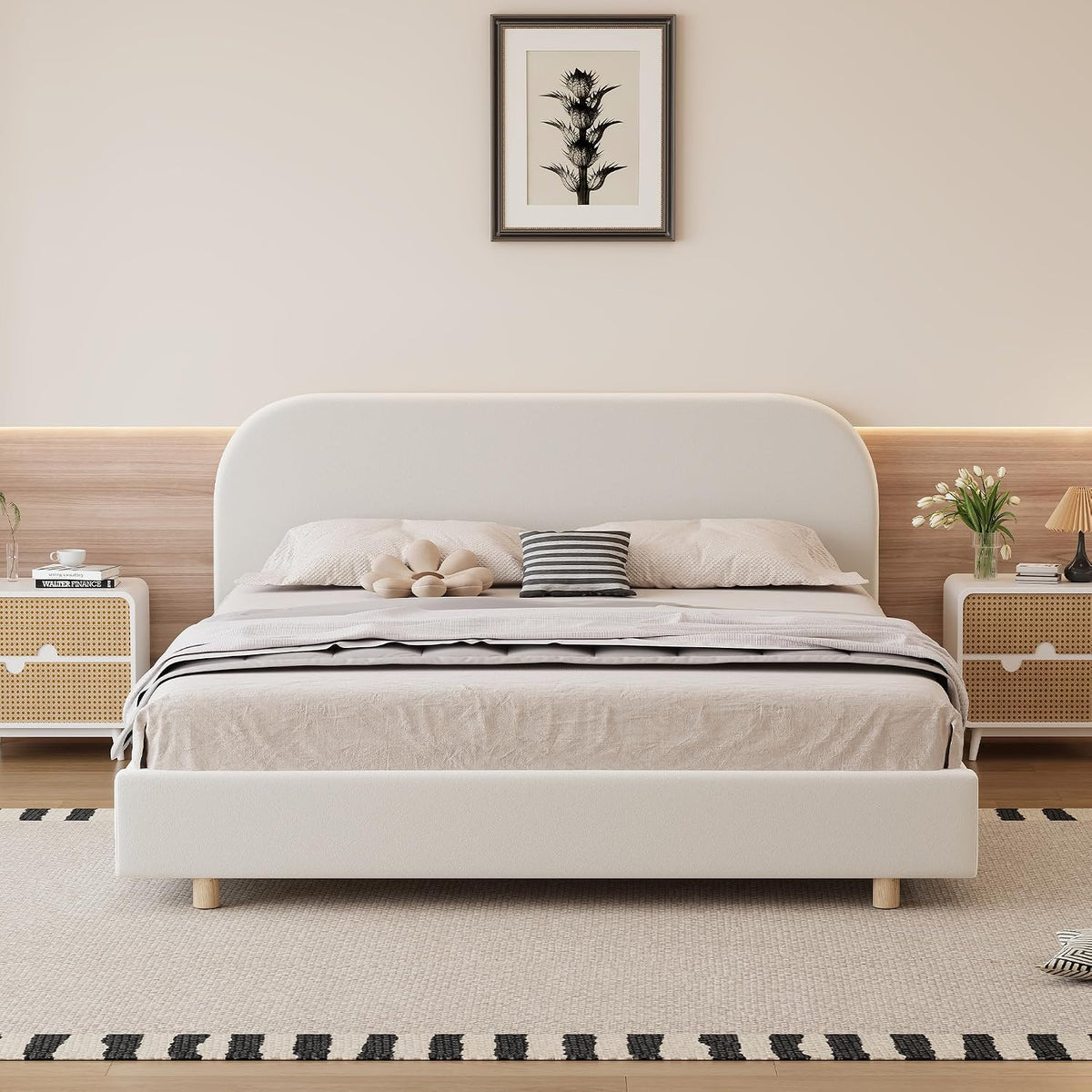 Velvet Queen Curved Platform Bed