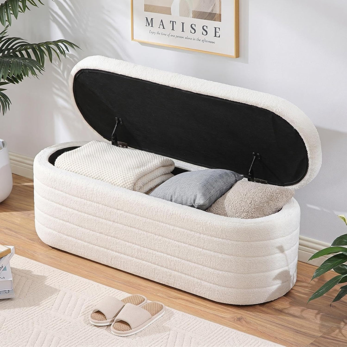 Sherpa Oval Storage Ottoman Bench