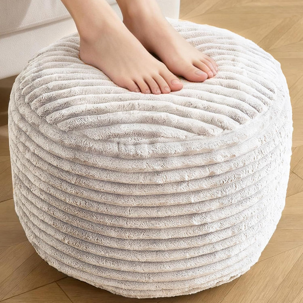 Corduroy Round Foam Storage Pouf