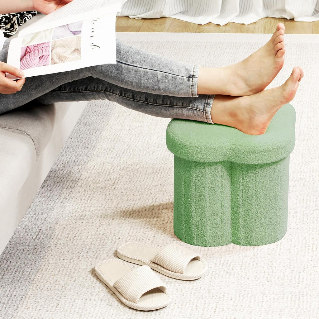 Teddy Fur Flower Storage Ottoman