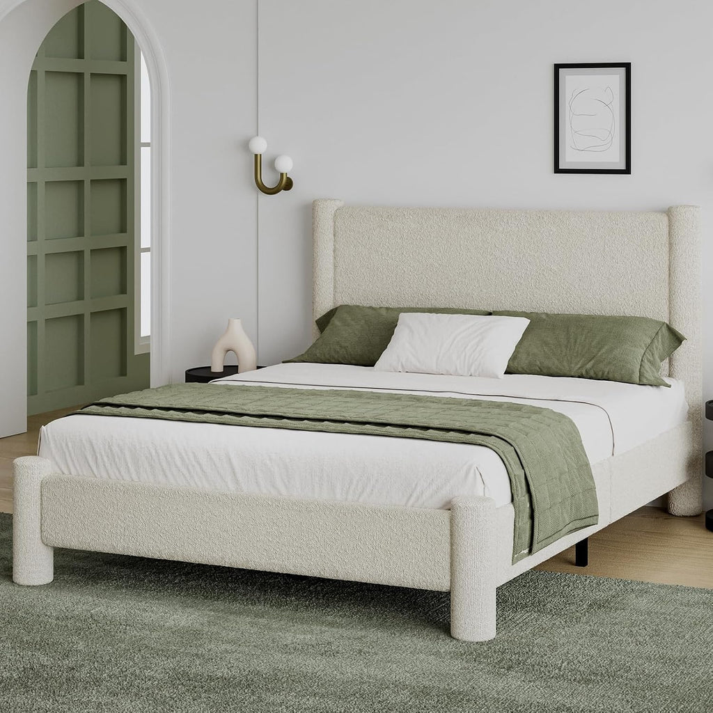Boucle Queen Upholstered Platform Bed