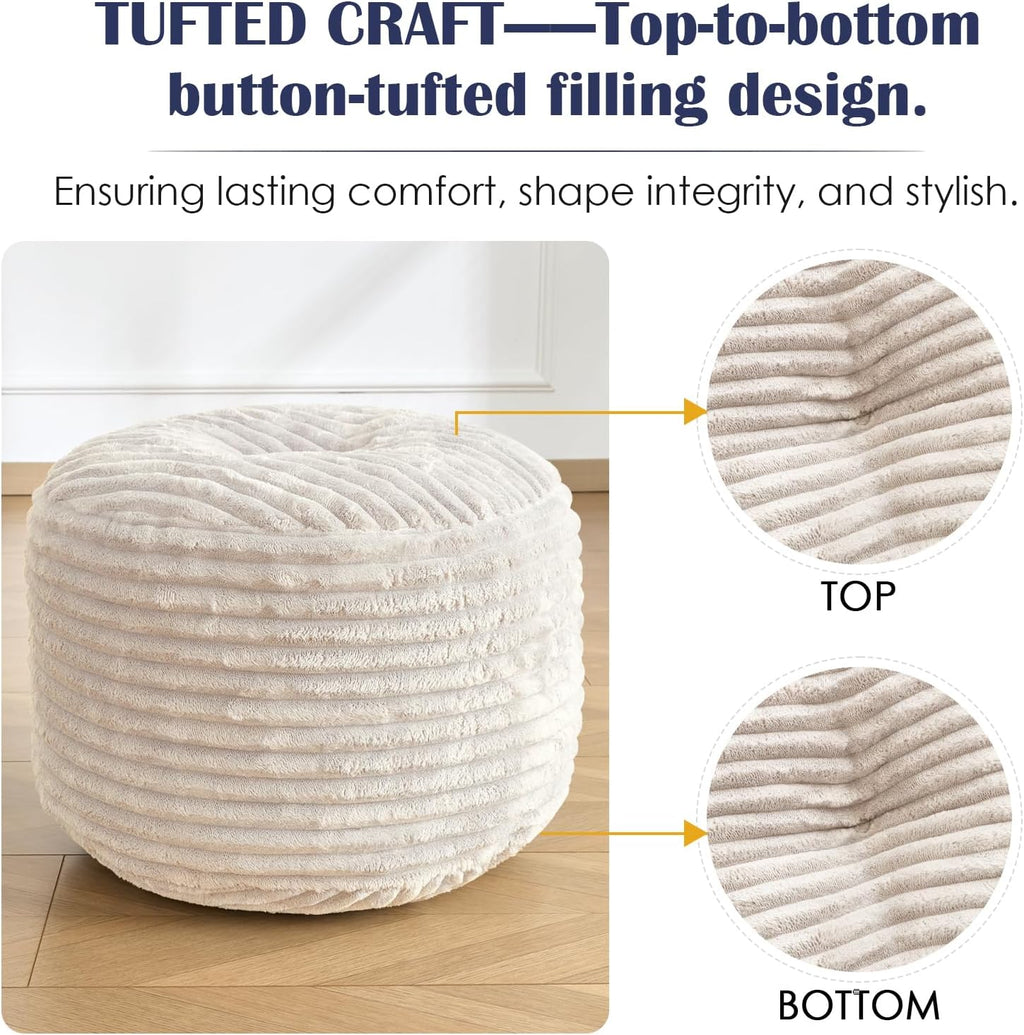 Corduroy Round Foam Storage Pouf