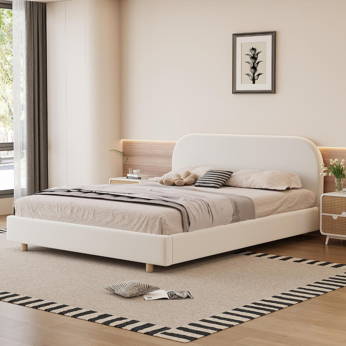 Velvet Queen Curved Platform Bed