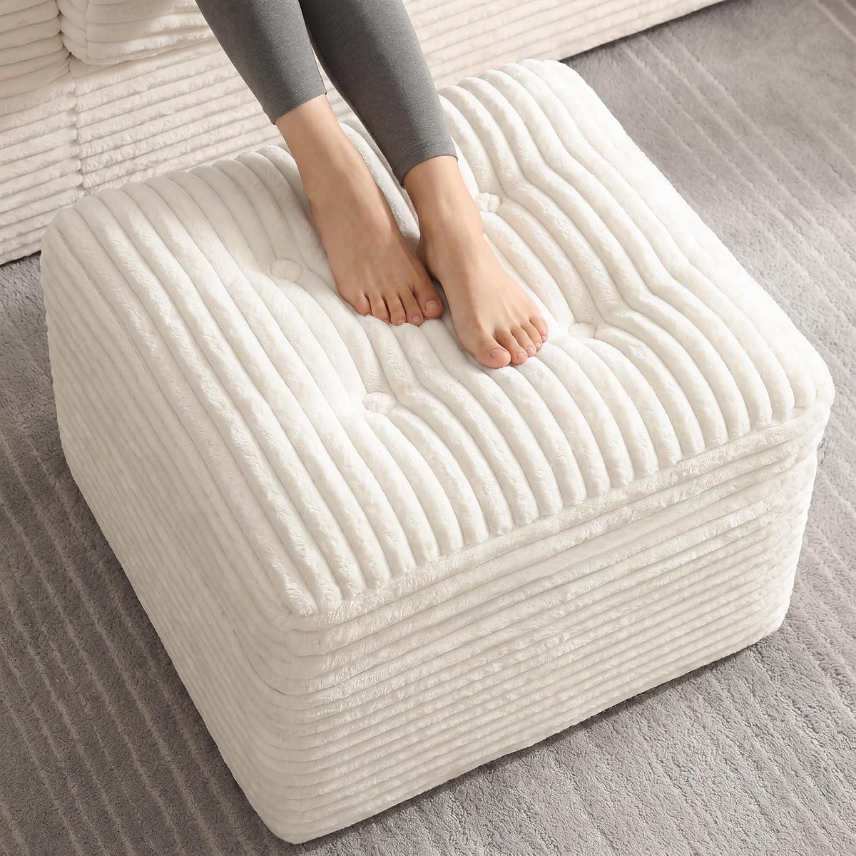 Corduroy Soft Foam Floor Pouf