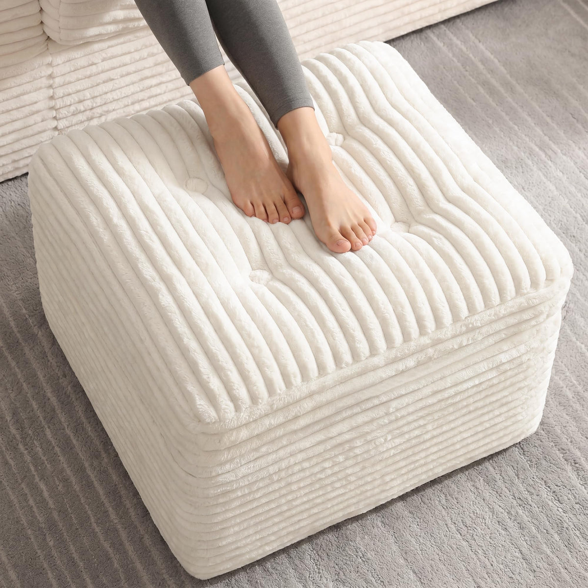 Corduroy Soft Foam Floor Pouf