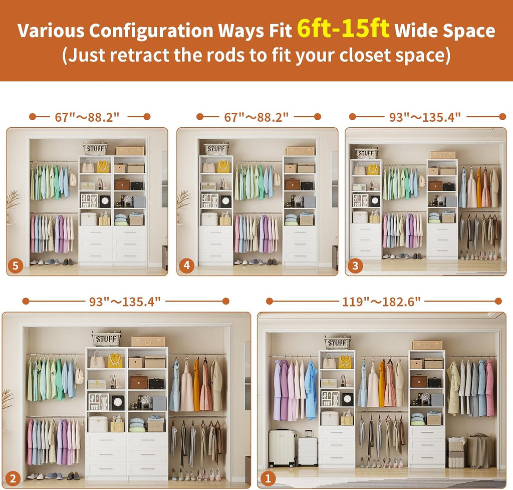 Modular Wood Walk-in Closet Organizer