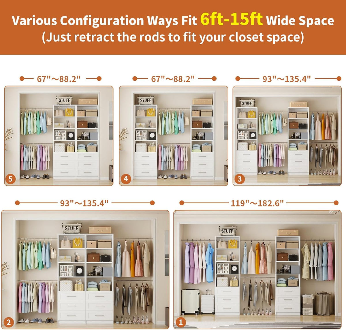 Modular Wood Walk-in Closet Organizer