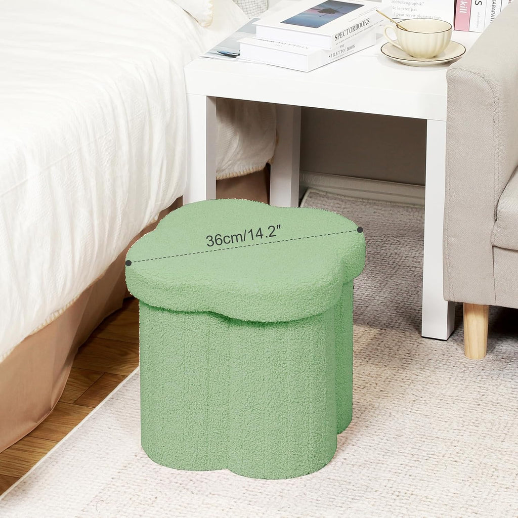 Teddy Fur Flower Storage Ottoman