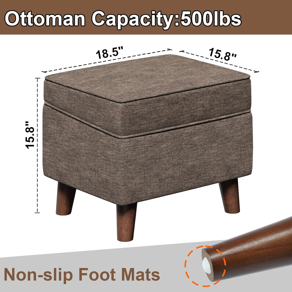 Adjustable Cover Storage Ottoman