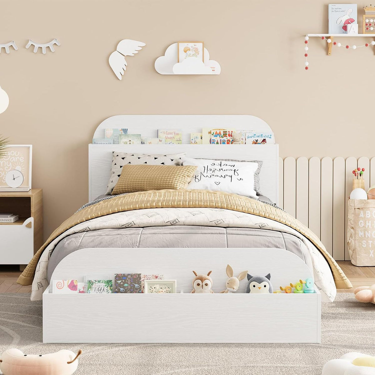 Storage Headboard Twin Low Platform Bed
