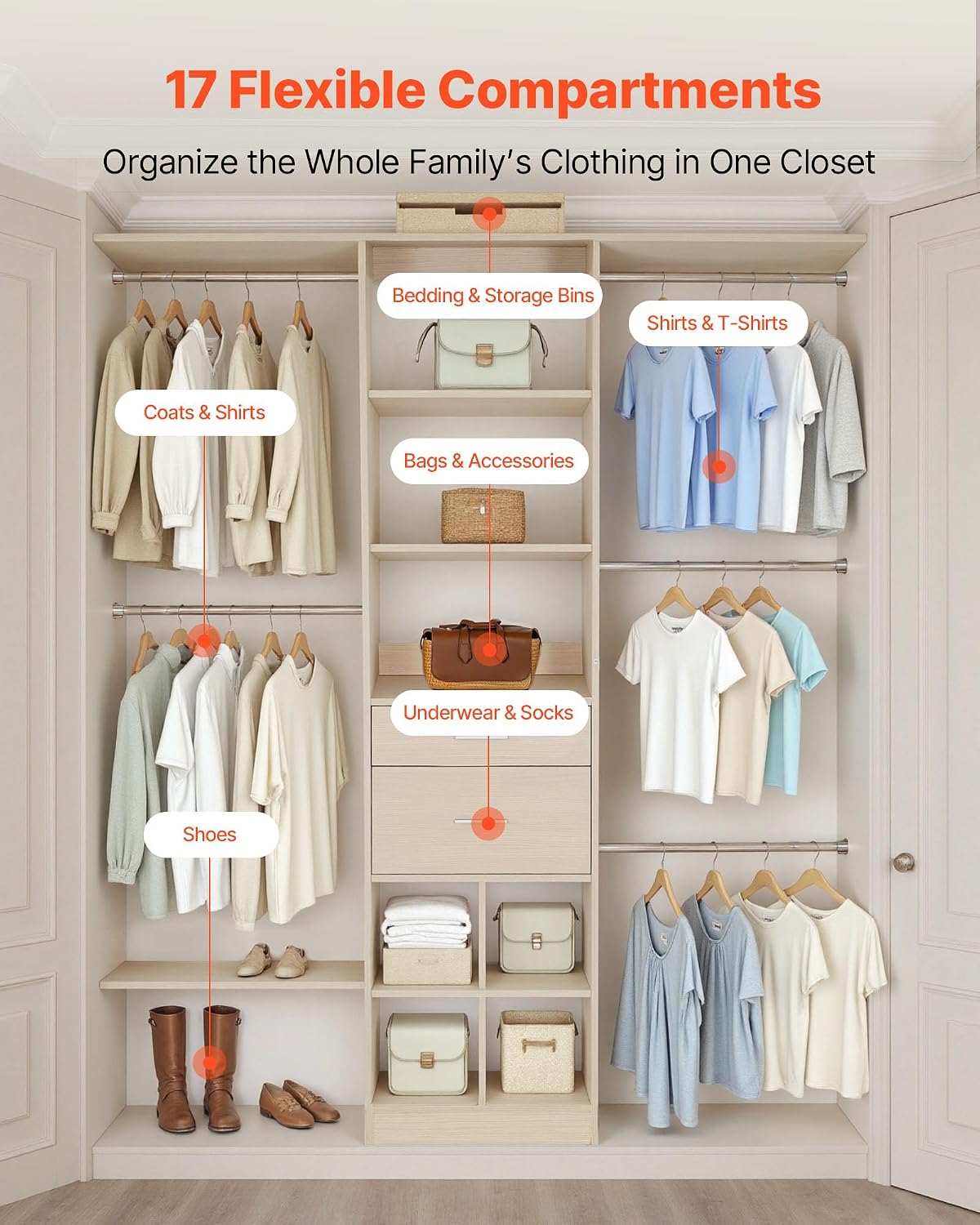Adjustable Wood Walk-in Closet System