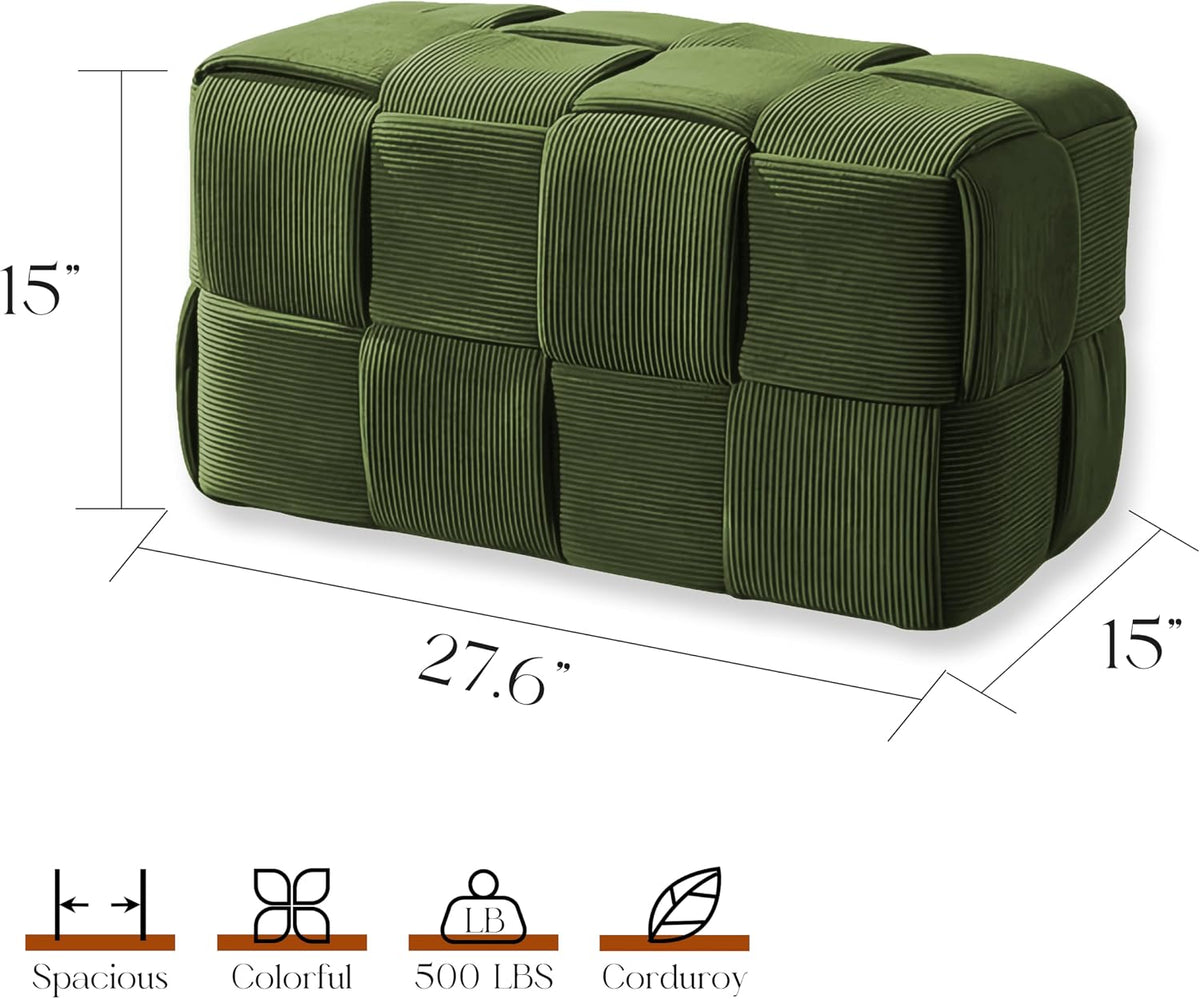 Woven Corduroy Rectangular Ottoman