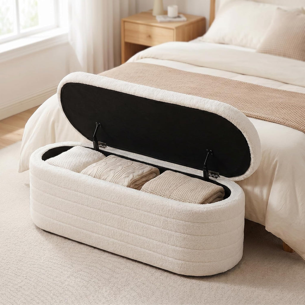 Sherpa Oval Storage Ottoman Bench