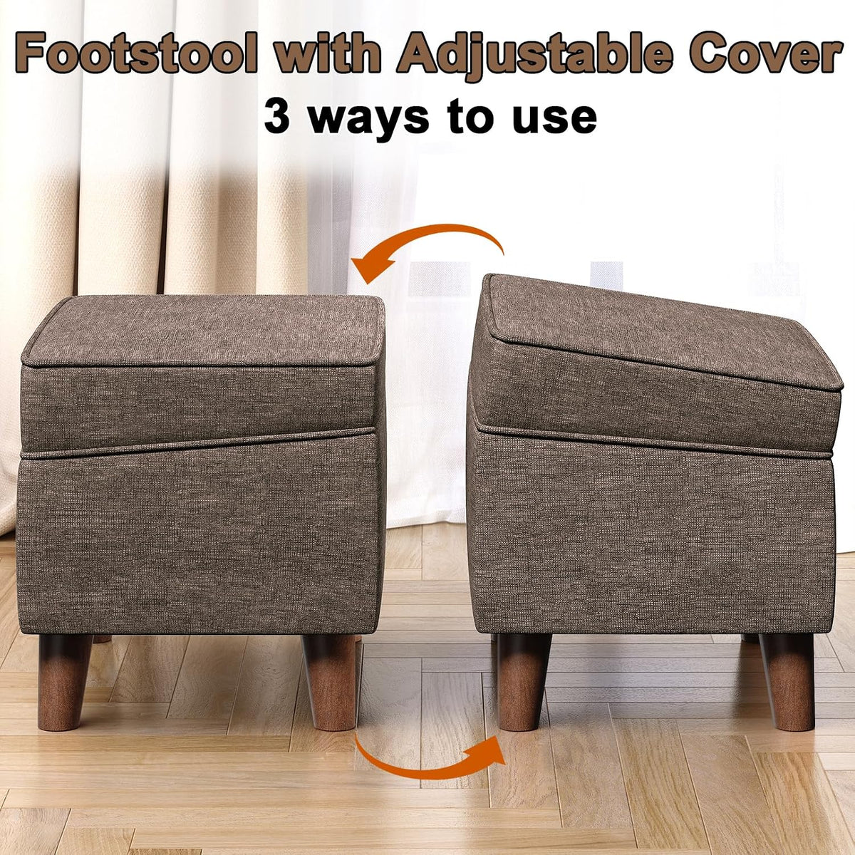Adjustable Cover Storage Ottoman